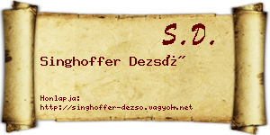 Singhoffer Dezső névjegykártya