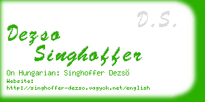 dezso singhoffer business card